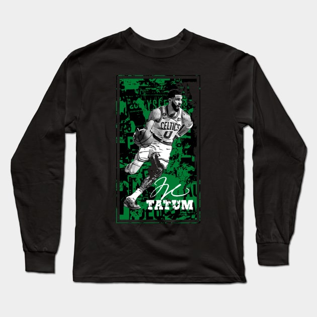 Jayson Tatum Basketball Long Sleeve T-Shirt by Playful Creatives